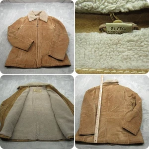 Columbia Mens Leather Jacket XL Brown Pockets Sherpa Lined Loop Full Zip RARE - Picture 1 of 17