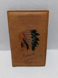 Vintage Leder handbemalt Indianer zwei Bilder Fotobuch Made in Heaford Kanada - Bild 1 von 7