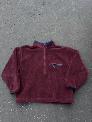 Винтажный мужской флисовый пуловер LL Bean на молнии Sherpa темно-бордовый красный XXL  - Изображение 1 из 4