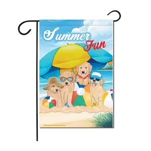 Golden Retriever Summer Fun Garden Flag, Double-Sided 12" X 18" Yard Decor - Picture 1 of 1