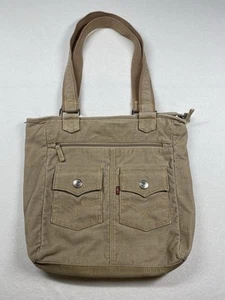 Bolso de Hombro Levi’s Beige Pana Bolso de Mano Rojo Pestaña Lona Asas Bolsillos Y2K Tostado - Imagen 1 de 10