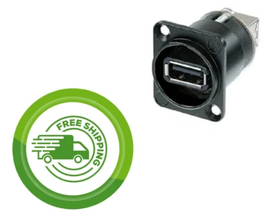 1x USB A/B Gender Changer/Pass Through - Panel Mount - Black - Neutrik NAUSB-W-B - Image 1 of 4