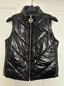 New! MICHAEL KORS Small Women’s Full Zip Shiny Puffer Vest Black $125 - Picture 1 of 8
