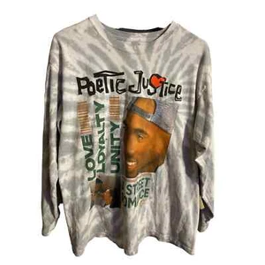Poetic Justice Tupac grau TYE DYE Grafik Langarm Rundhals T-Shirt Größe L - Bild 1 von 2