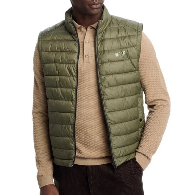Hugo Boss Para Hombre BOSS Calano Acolchado Puffer Cremallera Chaleco Ligero Bolsillos Verde Foto 1 de 4
