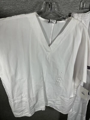 Cherokee Workwear Scrub Set Size L White Missy Fit NWT Style 4001 & 4700 - Image 1 of 4