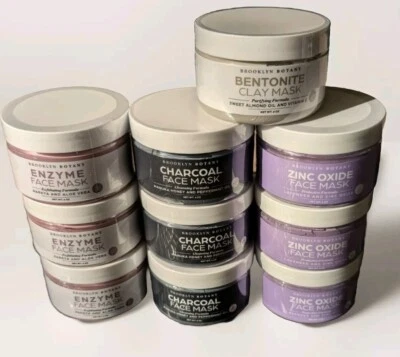 Paquete de 10 mascarillas faciales botánicas Brooklyn surtidas (enzima, óxido de zinc, bentonita, chac) Foto 1 de 4