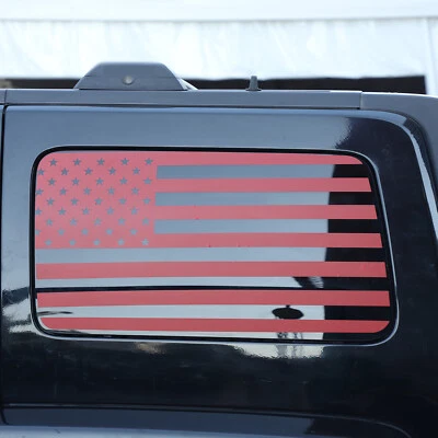 Red American Flag Rear Side Window Sticker Fit For Hummer H3 - Изображение 1 из 4