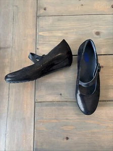 Wolky Daphne Mary Jane Comfort Shoes Black Metallic Wedge Leather Sz 39 US 8 8.5 - Picture 1 of 11