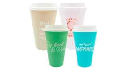 Take It To Go 8 Stück Heiß Kalt Reise Plastikbecher mit Deckel Wiederverwendbar Kaffeebecher - Bild 1 von 4
