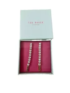Ted Baker Yellow Gold Tone Embellished Drop Earrings Logo Boxed BNWB - Picture 1 of 4