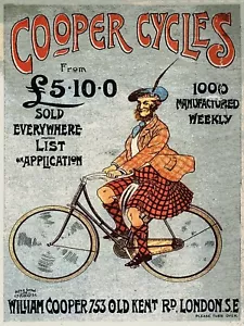 10881. Póster de decoración. Pared de habitación. Diseño interior vintage. Bicicleta escocesa victoriana - Imagen 1 de 1