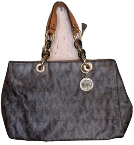  Michael Kors Signature Cynthia Medium Satchel Shoulder Bag - Picture 1 of 5