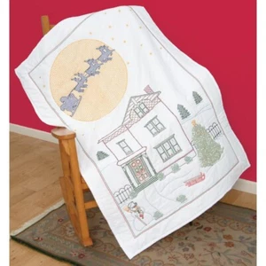 J DEMPSEY NEEDLEART Lap Quilt Top for Stamped Cross Stitch VICTORIAN CHRISTMAS - Picture 1 of 3