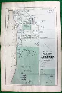 1879 Caldwell & Halfpenny Maine Kennebec County Augusta Part of Fifth Ward Map - Picture 1 of 5