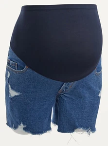Old Navy Maternity Full Panel Boyfriend Ripped Cut-Off Jean Shorts 5” Sz 4 or 6 - Picture 1 of 3