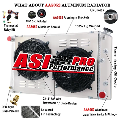 For G-Body Monte Carlo El Camino Regal Cutlass 78-88,79 3Row Radiator&Shroud Fan Foto 1 de 4