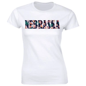 Nebraska Floral State Name T-Shirt for Women Hometown State Pride Gift Tee Shirt - Picture 1 of 2