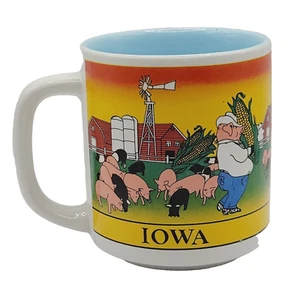 Tazza souvenir vintage IOWA personaggio divertente maiali contadino famiglia MAIS cervo dettagliata - Foto 1 di 17
