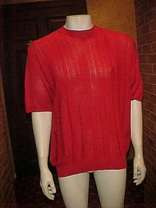 VINTAGE HERREN GENELLI ROT KURZARM PULLOVER PULLI GRÖSSE LARGE/XLARGE - Bild 1 von 6