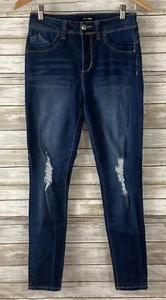 Fashion Nova Juniors size 7 Distressed Skinny Blue Jeans j262 - Imagen 1 de 4