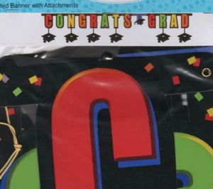 Congrats Grad Graduation Jointed Banner Hats Congratulation Party Decoration NEW - Picture 1 of 2