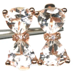 Gema 7x 7Mm. Topacio Blanco & Circonita Pendientes 925 Plata Oro Rosa - Imagen 1 de 4