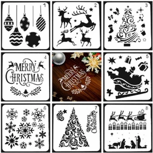 8X Layering Stencils Christmas Embossing Template Painting Scrapbooking Decor - Picture 1 of 8