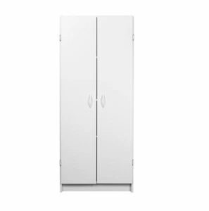 White Wooden Pantry Storage Cabinet Laundry Organizer Kitchen Cupboard 2 Doors - Picture 1 of 2