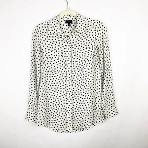 Who What Wear Womens Polka Dot Button Down Shirt White Black Crepe Size XS - Picture 1 of 5