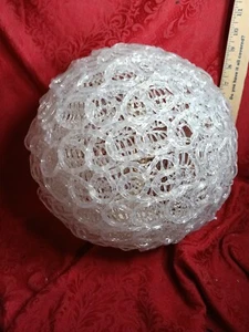 Vintage Mid Century Modern White Moon Crater Lucite Spun Spaghetti Lamp Shade - Picture 1 of 4