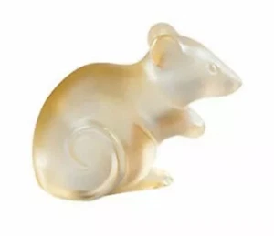LALIQUE CRISTAL ORO BRILLO RATÓN ESCULTURA GRANDE #10686500 Totalmente Nuevo - Imagen 1 de 3