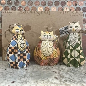 Set 3 Jim Shore Heartwood Creek Ornamente Felicity Elijah Abigail Patchwork Katzen - Bild 1 von 8