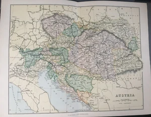 Antique Austria Map Dated C1870's Map Of Austria Europe Map Of The World Atlas - Picture 1 of 7