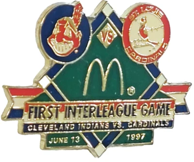 MLB Indians vs. Cardinals 06/13/1997 First Interleague Game McDonald's Lapel Pin - Image 1 of 2