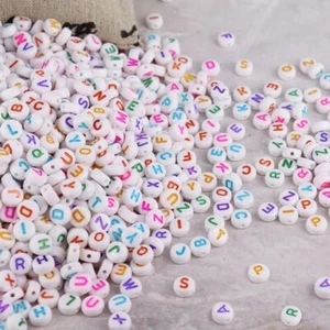 100/200 Pcs 4*7mm Round Alphabet Letter Acrylic Beads For Jewelry Bracelet - Picture 1 of 26