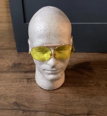 VINTAGE MITCHELL SHOOTING GLASSES Yellow Aviator 12k Gf Flying Hunting Free Ship - Image 1 of 4