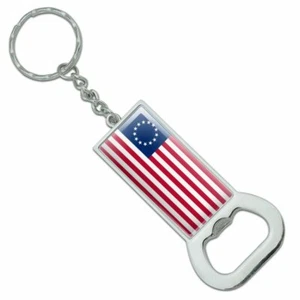 Abridor de botellas rectangular llavero con bandera estadounidense Betsy Ross 1776 - Imagen 1 de 5