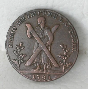 Edinburgh Hutchison Halfpenny Token 1791-Token-Lothian-"Nemo Me Impune Lacessit" - Picture 1 of 2
