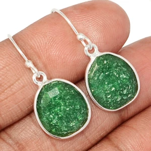 Orecchini in argento sterling 925 avventurina verde sfaccettato naturale gioielli CE42749 - Foto 1 di 1