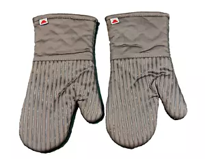 Par de guantes para horno Big Red House (2) gris oscuro 100 % algodón sarga rayas de silicona - Imagen 1 de 8