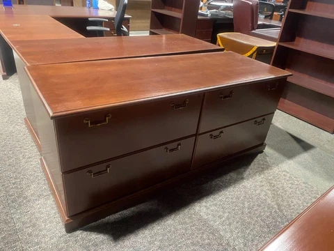 4 Drawer Lateral Credenza by Steelcase Office Furniture in Cherry Wood Finish Cover