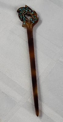 ANTIGUA HORQUILLA BAQUELITA CON JOYAS ORIGINAL MODA ESTILO VINTAGE MUJER CABELLO Foto 1 de 4