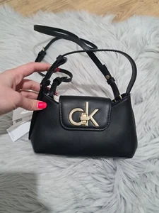 Calvin Klein Womens Black Small Leather Crossbody Bag Brand New - Picture 1 of 4