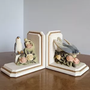Vintage Figi Grafik sitzender hübscher Vogel knisternder Farbe Buchstützen - Bild 1 von 9