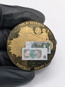 The £1 Banknote Portrait Series C Large Commemorative Coin British Banknote 50mm - Picture 1 of 7