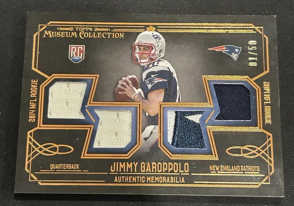 Jimmy Garoppolo 2014 Topps Museum Quad Jersey Cooper 01/50 Patriots Rams Patch - Image 1 of 2