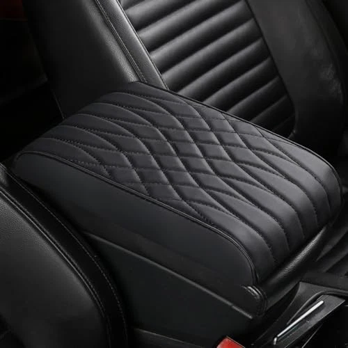 Center Console Armrest Cover for Hyundai Santa Fe 2001-2025, Black Leather Prote Foto 1 de 4