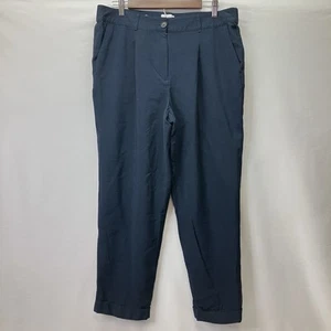 Pantalones informales de negocios con puños cintura elástica azul marino talla L LOFT para mujer - Imagen 1 de 5