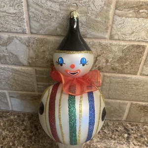 Pier 1 Imports Blown Glass Vintage Clown Christmas Ornament 2002 - Picture 1 of 6
